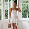 main image0Elegant White Summer Short Dress Women Off Shoulder Pleated Belted Chic Sexy Dresses Linen Fit and