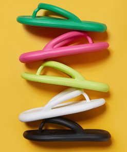 main image0Rimocy 2023 New Jelly Color Flip Flops for Women Summer Clip Toe Soft Sole Beach Slippers