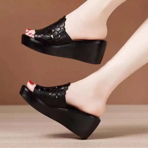 main image0Shoes for Women 2022 Summer Slope Heel Sandals Thick Bottom High Heel Waterproof Platform Fashion Slope
