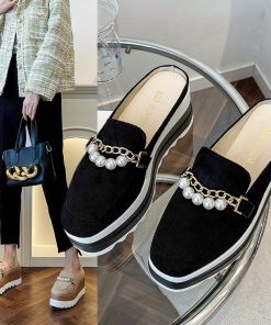 main image0Slippers ladies flip comfortable rubber platform shoes ladies casual round toe flat loafers flat autumn suede