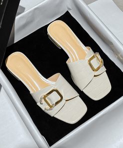 main image0Summer fashion brand design women s cool slippers Korean low heeled leather open toe sandals 41