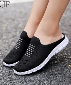 main image0Women Mules 2022 New Casual Half Slippers Breathable Light Outdoor Flats Zapatos De Mujer Plus Size