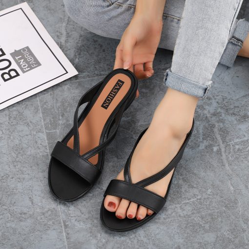 main image12022 NEW Low Heel Sandals Thick Soled Female Wedge Outdoor Sandals Casual Slippers for Women Summer