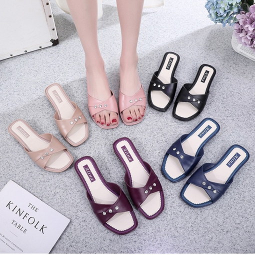 main image12022 New Thick Heel Slippers Women Wear Middle Heels Casual Soft Bottom Fashion All match Sandals