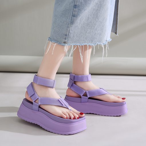 main image1Platform Clip Toe Women Sandals Summer Sport Flats Shoes 2022 New Wedges Casual Slippers Thick Shoes