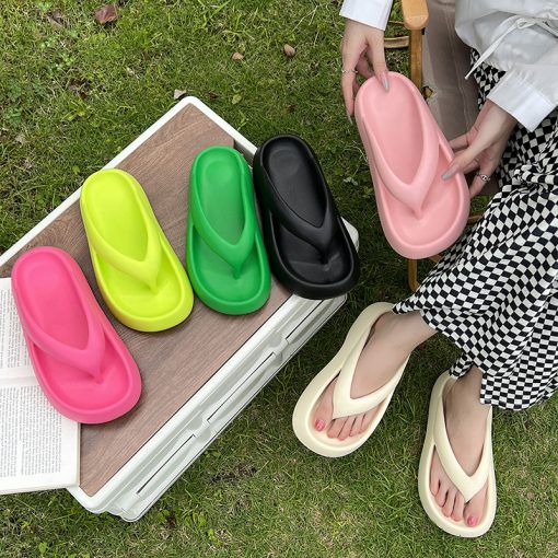 main image1Thong Flip Flops Women Cloud Slippers Summer Shoes 2023 Thick Platform Pillow Slides Orthopedic Clip Toe