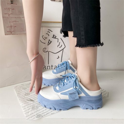 main image1Women Shoes 2022 New No Heel Daily Casual Shoes Non slip Lace Up Female Platform Shoes