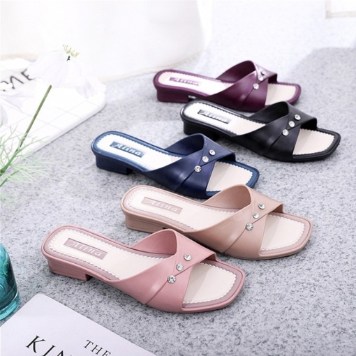 main image22022 New Thick Heel Slippers Women Wear Middle Heels Casual Soft Bottom Fashion All match Sandals
