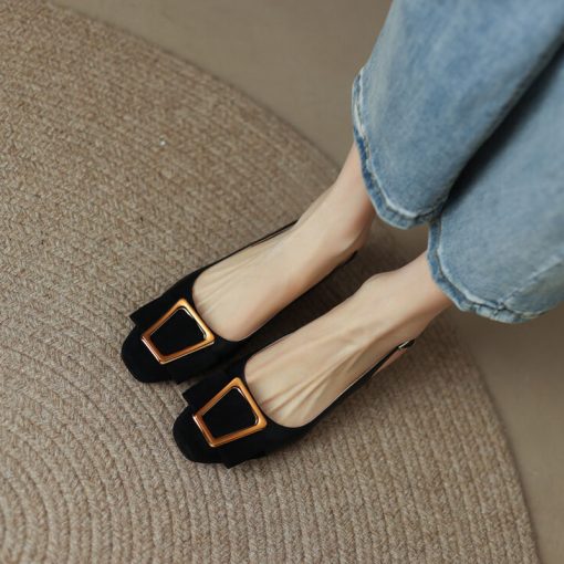 main image2Classic Women s Sandals Metal Decoration Mixed Colors Female Shoes Thick Heel Square Head Shallow Mouth