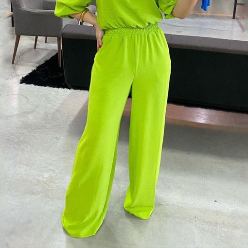 main image2LIYONG Women Jumpsuit Summer Fashion Casual Solid Off The Shoulder Short Sleeve Waist Loose Wide Legs