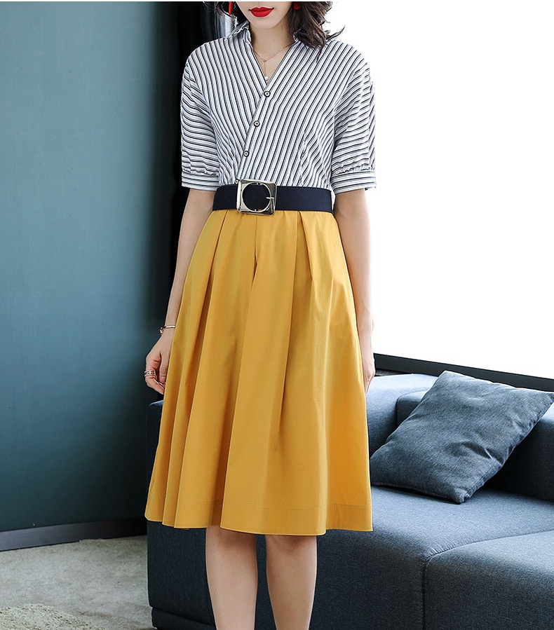 Women’s Spring Summer Outfits Striped Shirt Dress – Miggon