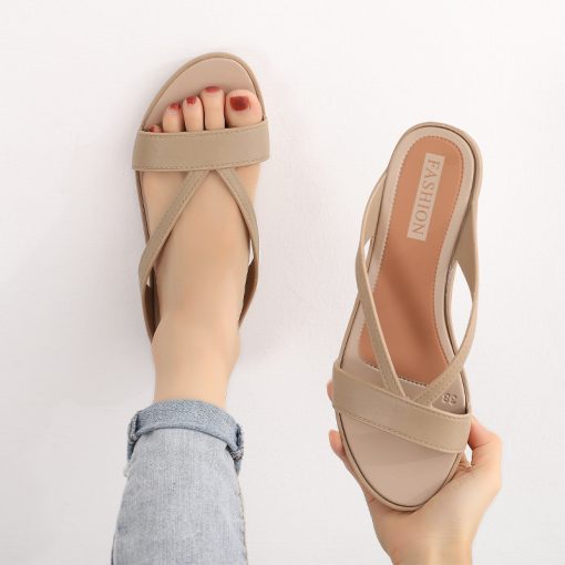 main image32022 NEW Low Heel Sandals Thick Soled Female Wedge Outdoor Sandals Casual Slippers for Women Summer