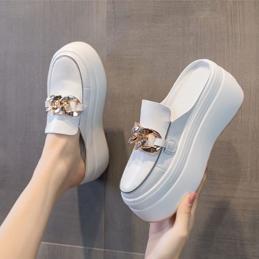 main image3Apanzu 2022 New Women Half Slippers with Increased Height Inside Summer Thick Bottom Baotou Sandal Fashionable