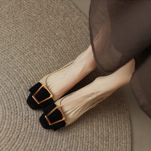 main image3Classic Women s Sandals Metal Decoration Mixed Colors Female Shoes Thick Heel Square Head Shallow Mouth