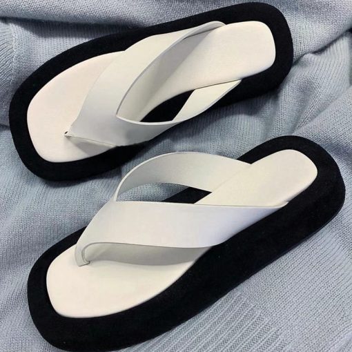 main image3Fashion Non slip Outer Beach Sandals Women s Slippers Summer Color Matching Platform Ladies Sandals Herringbone