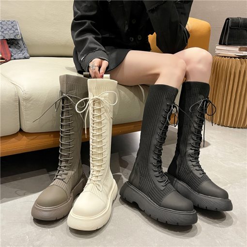 main image3Punk Goth Lolita Boots Women s Spring Autumn New Cosplay Anime Knee Less Elastic Socks Boots