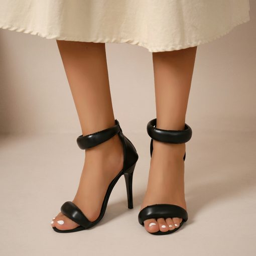main image3Sexy Open Toe High Heels Sandals Women 2023 Summer Ankle Strap Thin Heels Pumps Woman Black