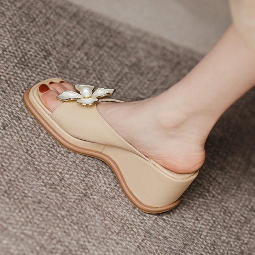 main image3Summer Wedge Sandals 2022 Fashion Platform Slippers Womens Shoes Elegant High Heels Sunflower Comforty Slides Thick