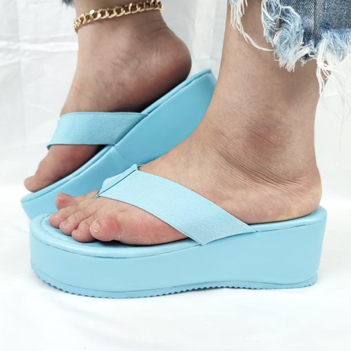 main image3Summer Wedges Flip Flops for Women Cloth Clip Toe Chunky Platform Slippers Woman Plus Size Light