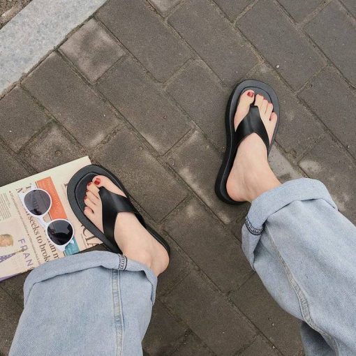 main image4Fashion Non slip Outer Beach Sandals Women s Slippers Summer Color Matching Platform Ladies Sandals Herringbone