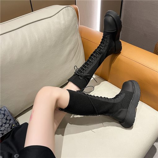 main image4Punk Goth Lolita Boots Women s Spring Autumn New Cosplay Anime Knee Less Elastic Socks Boots