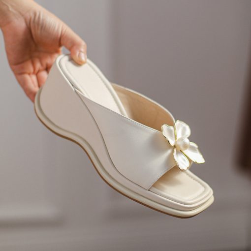 main image4Summer Wedge Sandals 2022 Fashion Platform Slippers Womens Shoes Elegant High Heels Sunflower Comforty Slides Thick