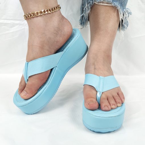 main image4Summer Wedges Flip Flops for Women Cloth Clip Toe Chunky Platform Slippers Woman Plus Size Light