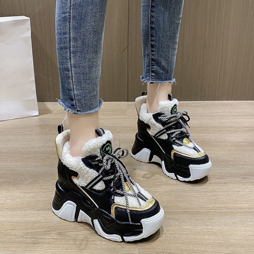 main image4Winter Warm Shoes Woman Plush Platform Ankle Shoes High Top Height Increasing 8CM Snow Boots Trainers
