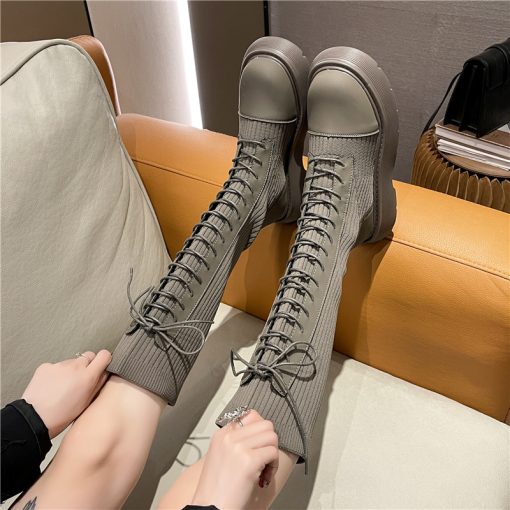 main image5Punk Goth Lolita Boots Women s Spring Autumn New Cosplay Anime Knee Less Elastic Socks Boots