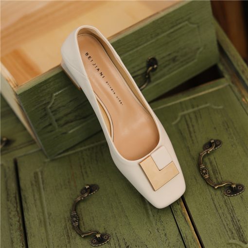 main image5Soft Leather Middle Heel Women Shoes Square Buckle Thick Heel Females Shoes Fashion Leisure Spring Ladies