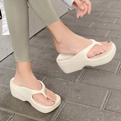 q41LSummer Square Toe Platform thong Flip Flops Women clip toe Wedges Slippers designer Slides Shoes EVA