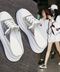 rWrh2022 Summer Women Shoes flat sneakers women casual shoes low upper lace up platform woman white