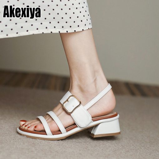 sBBvChunky Heels Women Summer Sandals Casual Women s Shoes Heels Square Toe Fashion Comfortable Sandals Female