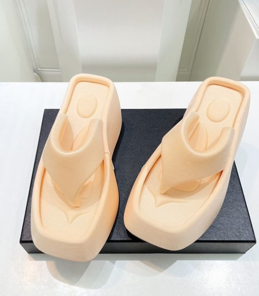 variant image02023 Summer luxury women s new square toe wedge heel clip toe herringbone slippers women s