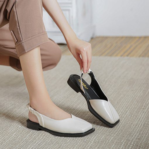 variant image0Women s summer shoes 2022 Fashion Brand Design After strappy Square toe and half slippers Outer