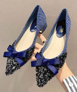 variant image1Glitter Bow Flats Women Autumn Large Size 42 43 Shoes Female Sequins Beaded Ballerina Loafers Women