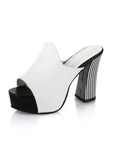 variant image22020 Summer Women Elegant Slip On High Heel Sandals Peep Toe Platform Shoes Zebra Chunky Heel 1