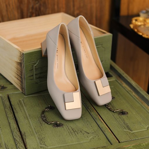 variant image2Soft Leather Middle Heel Women Shoes Square Buckle Thick Heel Females Shoes Fashion Leisure Spring Ladies