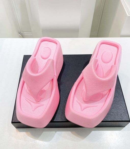 variant image32023 Summer luxury women s new square toe wedge heel clip toe herringbone slippers women s