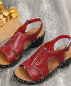 2uAZWomen Wedge Shoes Orthopedic Sandals Comfort Ladies Shoes Solid Color Sandalias De Mujer Plus Size Lightweight
