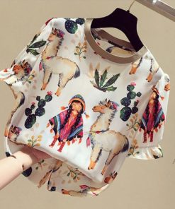 3maNFashion printing Tees 2022 summer casual daily T shirts Women s Blouses Spring Summer short sleeve