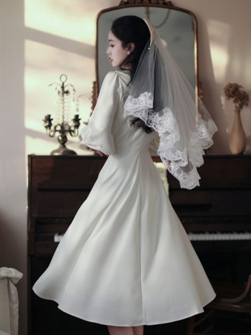 7aR5Summer new women s palace style retro square collar long sleeve dress party wedding dress bridesmaid
