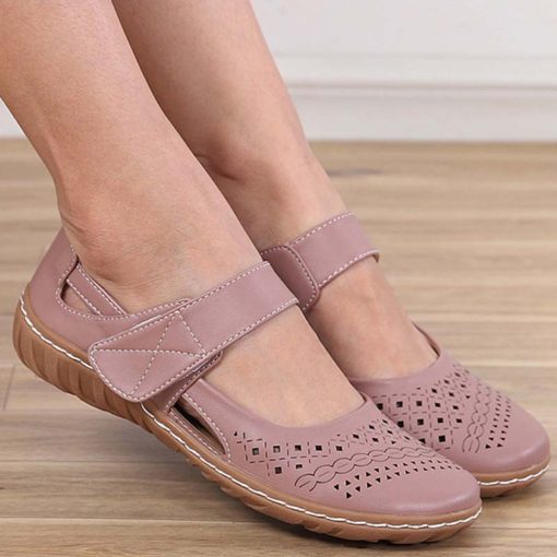 7nHrWomen Sandals Flats Female Casual Shoes Woman Hook Loop Solid Women s Sandals Hollow Platform Ladies