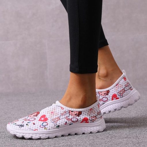 83U5Fashion Women Flats Shoes Slip On Women Shoes Sneakers Platform Loafers Flats Shoes Women Mesh Cartoon