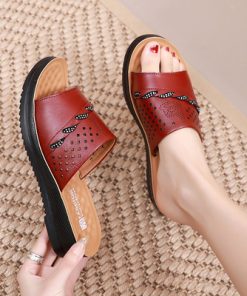 9vhdSummer New Women s Shoes Female Soft Leather Casual Open Toe Outdoor Beach Shoes Woman Footwear