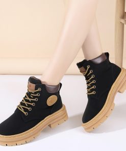 AJuZSoft Microfiber Comfortable Women s Ankle Boots Lace Up Welt Stitching Shoes For Women Foam Collar