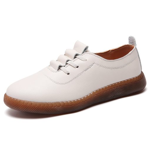 AUUeSummer Women Flats Shoes Cutouts Genuine Leather Loafers Shoes Woman Breathable Ballet Flats Oxford Women Casual