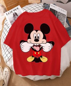 BSGYWoman Summer New 2022 Hot Cartoon Disney Mickey And Friends Minnie Mouse Leopard Bow Portrait T