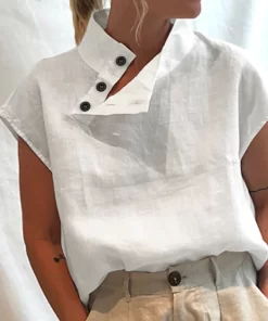 Celmia Women Blouses 2023 Fashion Blusas Mujer Elegant Cotton Linen White Shirt Summer Casual Chic Tunic.jpg 3