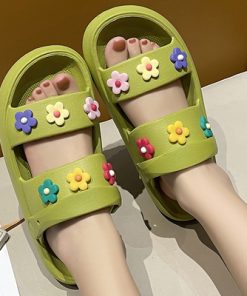 DmupLucyever Flowers Summer Platform Sandals Women 2022 Open Toe Soft Sole Cloud Slippers Woman Non Slip